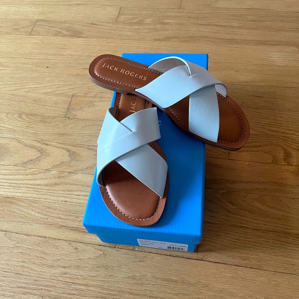 New in Box Jack Rogers Sandals 8.5 Slotted Sloane X Band White